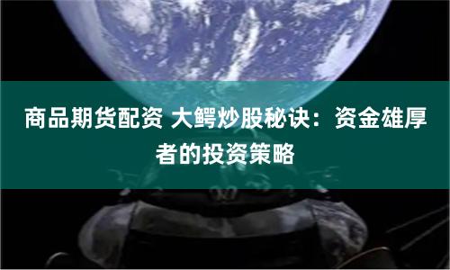 商品期货配资 大鳄炒股秘诀：资金雄厚者的投资策略